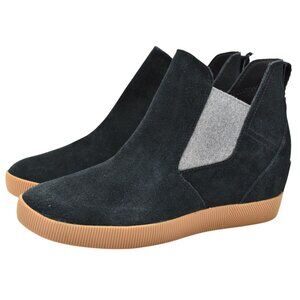 Sorel Womens Size 9 Out N About Black Gum Waterproof Slip On Wedge Booties Boots